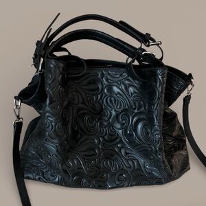 Isadora Italian Genuine Leather Embossed Tote Hand Bag / Shoulder Bag